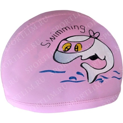 Шапочка детская для плавания (ПУ) "Дельфин" (розовая с рисунком) T07671/H10166-4